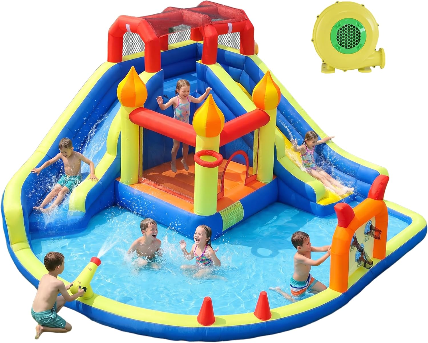 Kids Outdoor Water Slide - Castello Gonfiabile per Bambini con Due