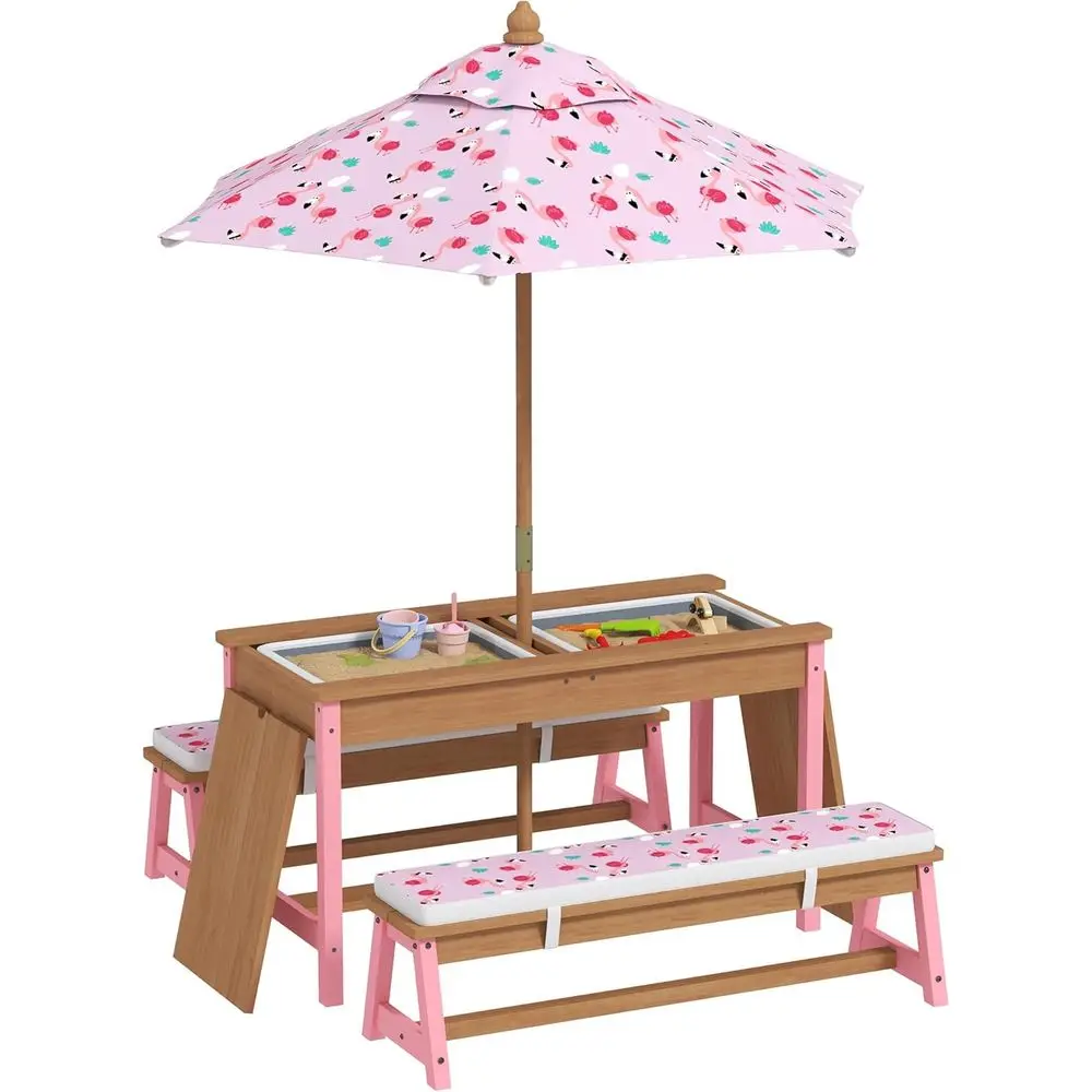 Kids Outdoor Umbrella For Table - Set da Picnic in Legno con