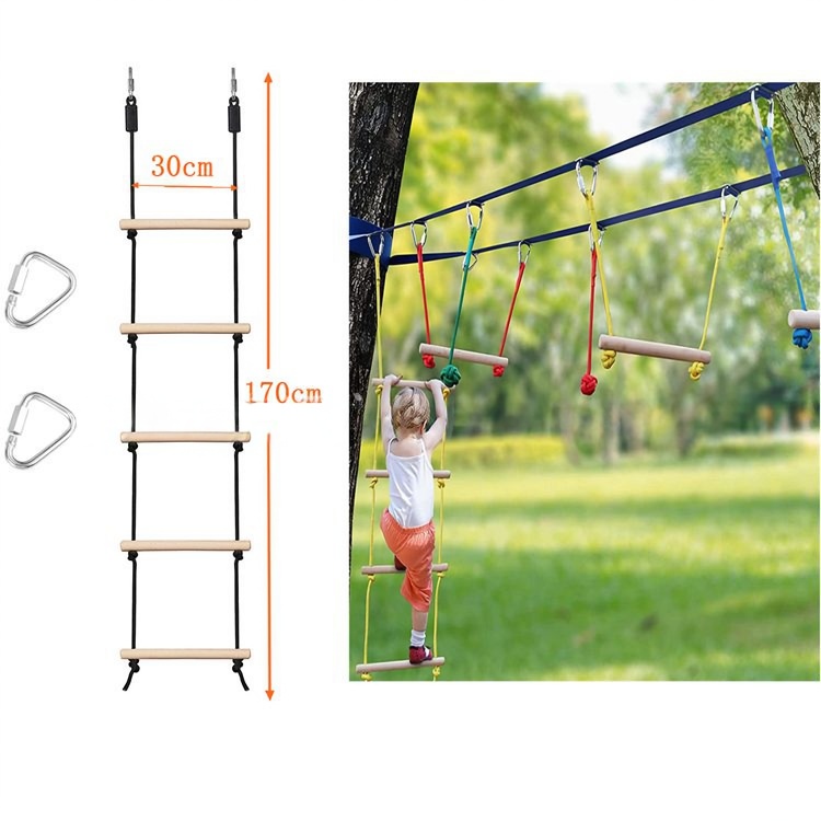 Kids Outdoor Wooden Playset - Scala di Corda per Arrampicata per