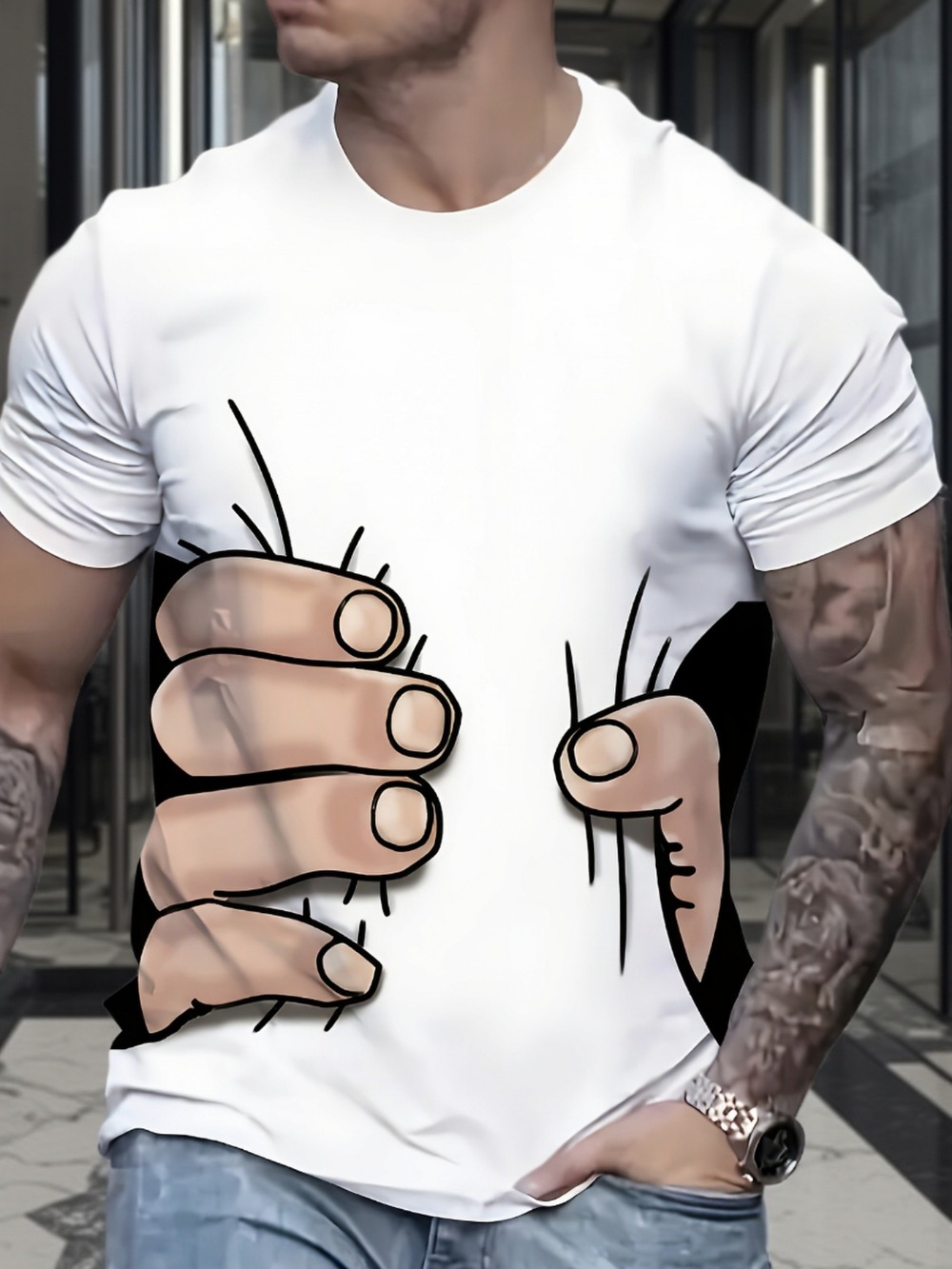 Kids Outdoor Outfit - T-shirt da uomo Harajuku con stampa