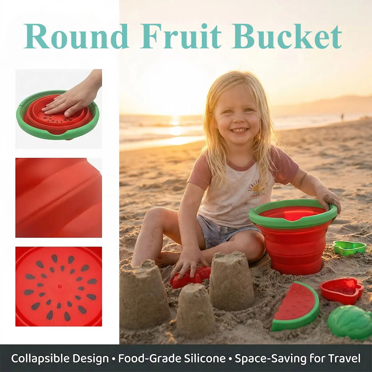 Kids Outdoor Mud Kitchen - Diverso Secchiello Pieghevole per Sabbia, Giocattolo