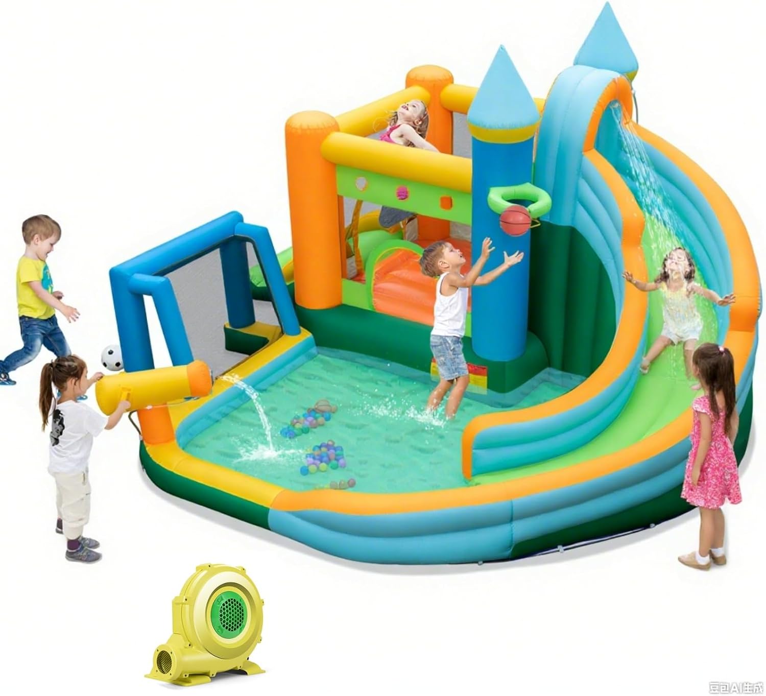 Kids Outdoor Water Slide - Scivolo Acquatico Gonfiabile 9-in-1 per Bambini