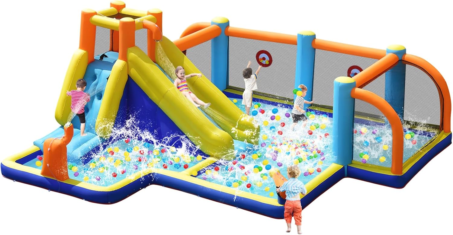 Kids Outdoor House - Scivolo d'Acqua Gonfiabile Gigante con Porte