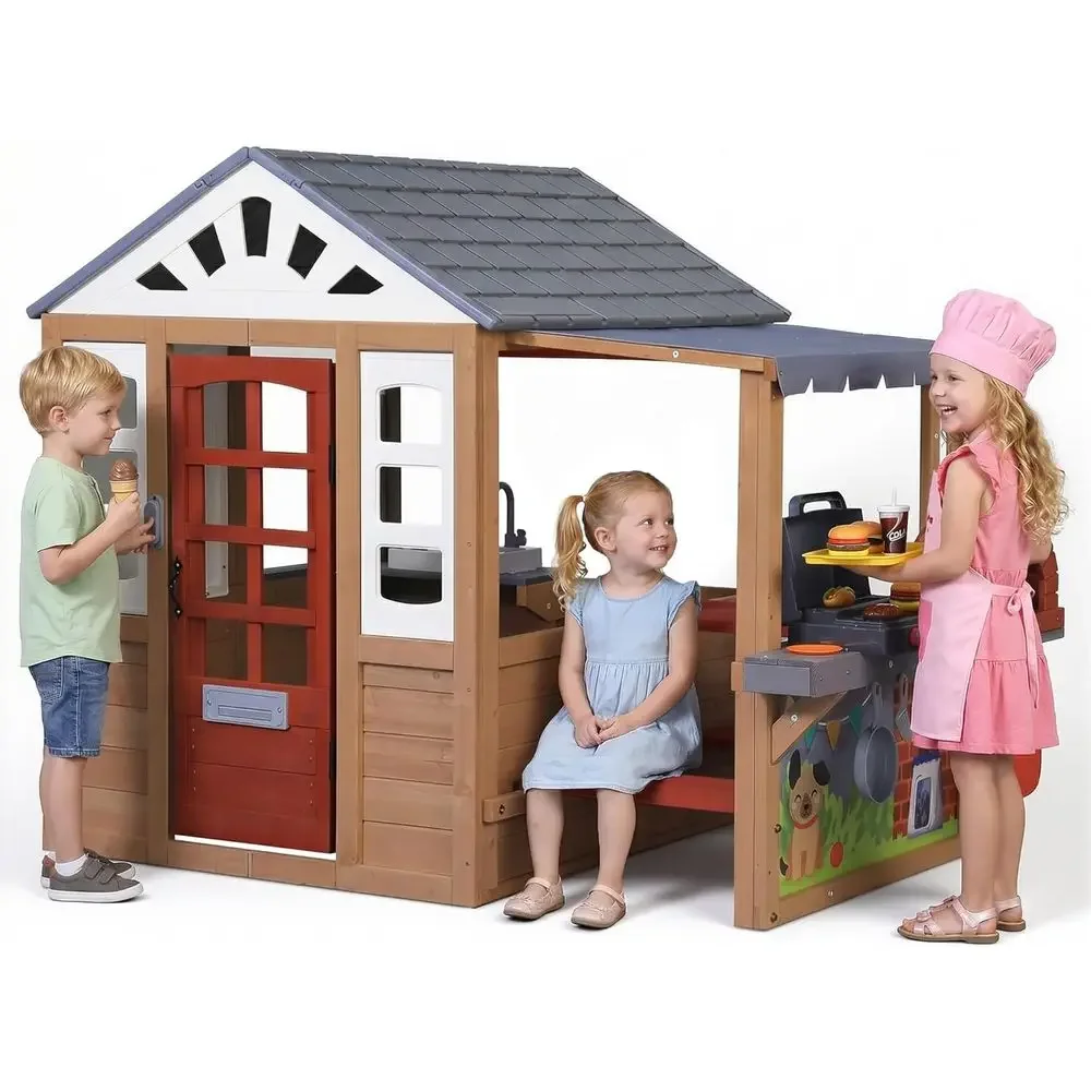 Kids Outdoor Wooden Playset - Casetta da gioco in legno per