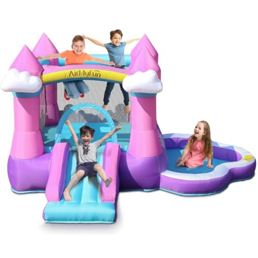 Kids Outdoor House - Castello gonfiabile rosa per bambini da