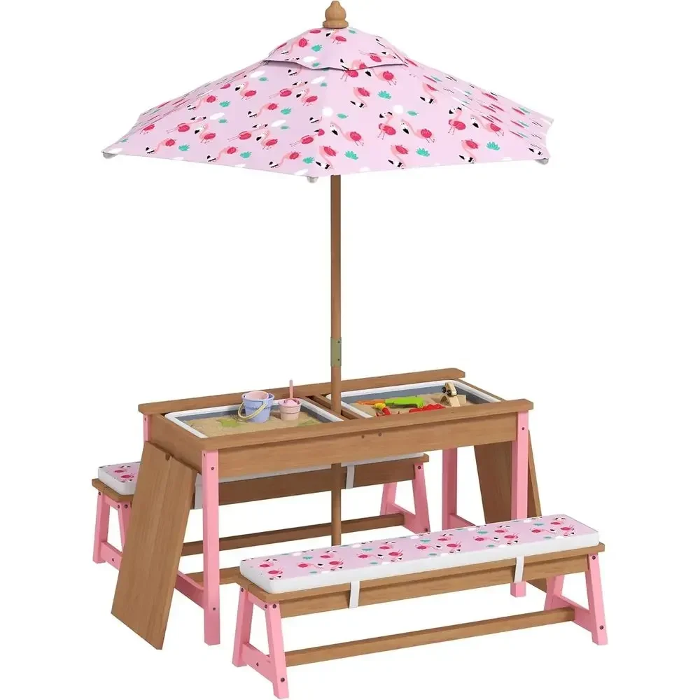 Kids Outdoor Umbrella For Table - Set da Picnic in Legno con