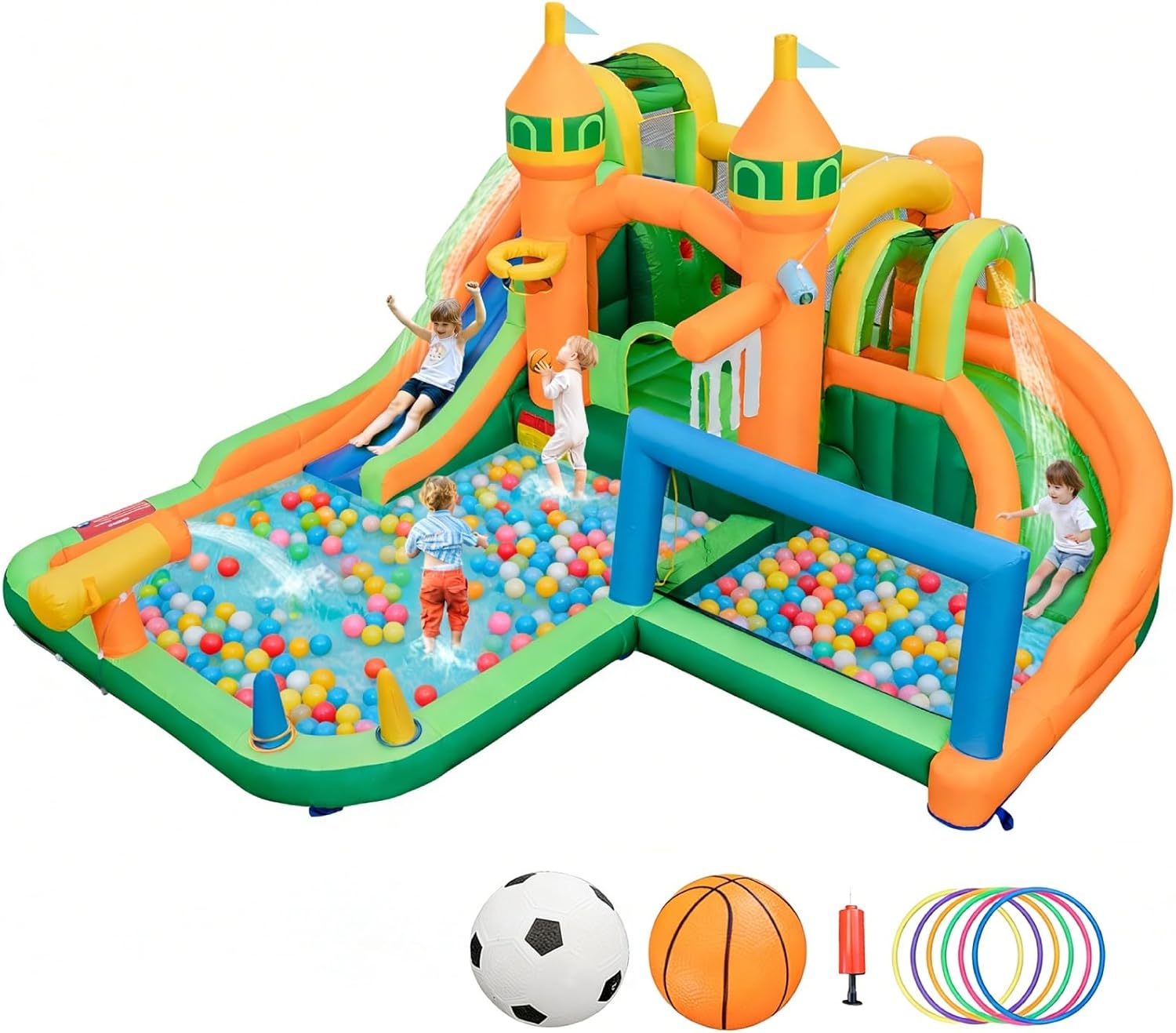 Kids Outdoor Water Slide - Parco Acquatico Gonfiabile 9-in-1 con Doppia