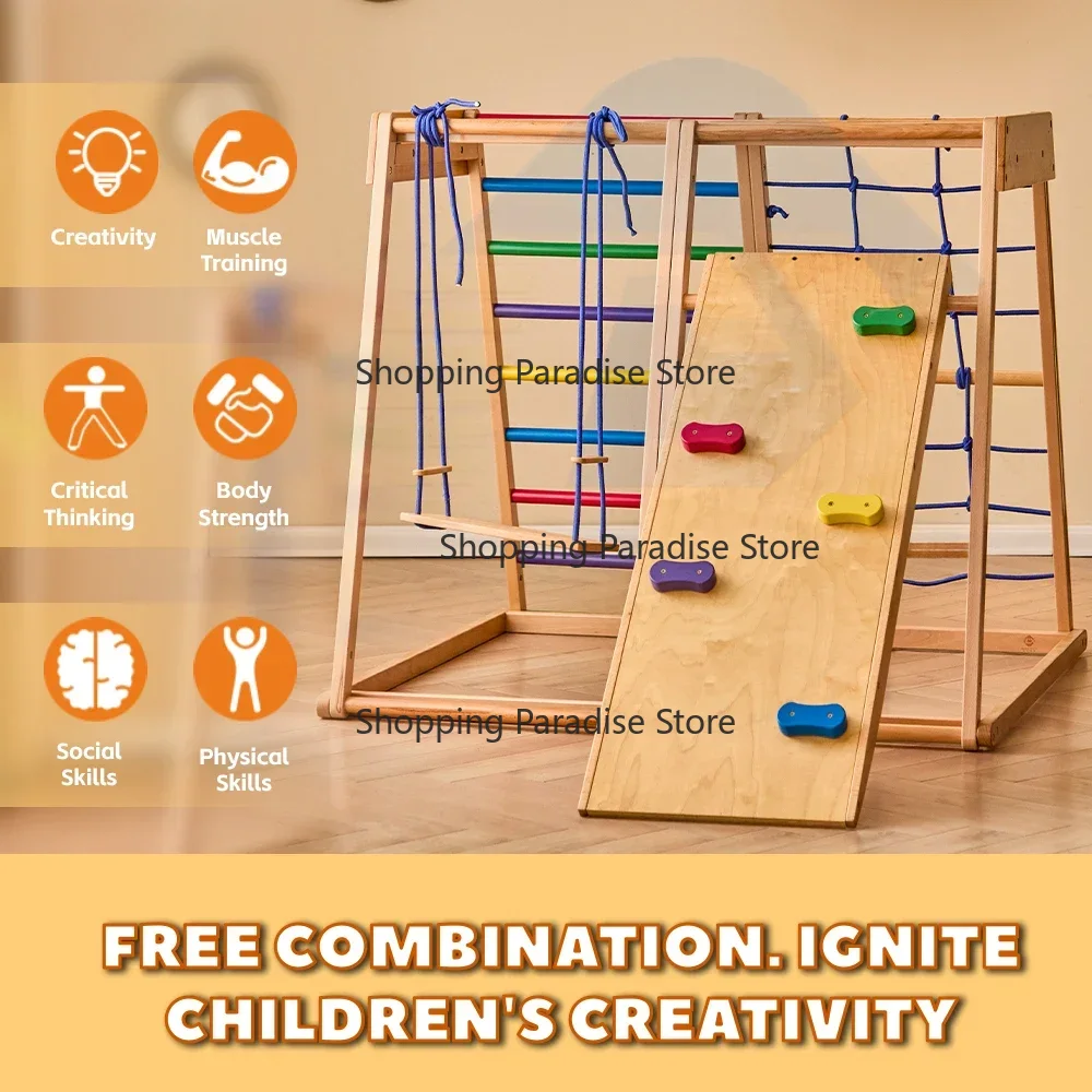 Kids Outdoor Wooden Climbing Frame - Struttura da Arrampicata in Legno per
