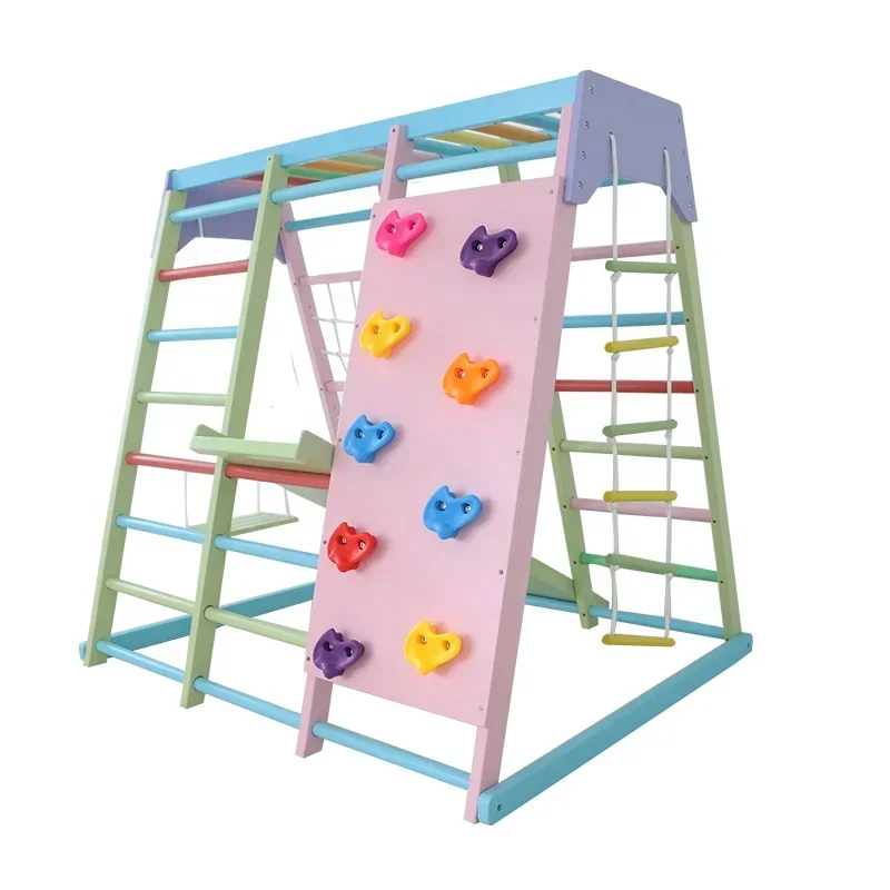 Kids Outdoor Wooden Playset - Set da arrampicata in legno per