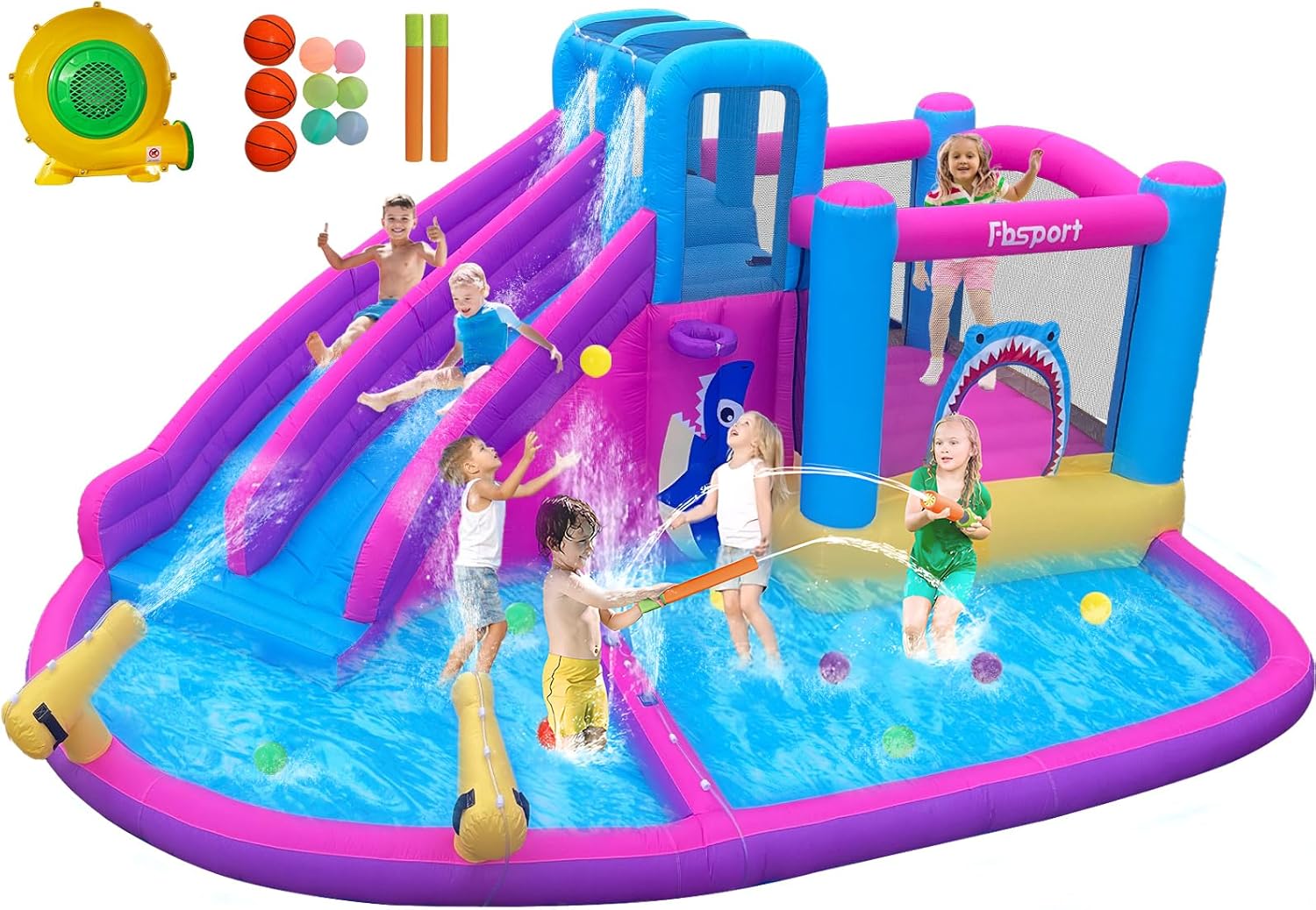 Kids Outdoor Water Slide - Scivoli d'acqua gonfiabili gemelli per bambini,