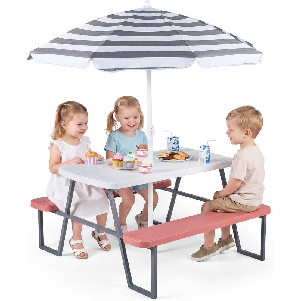 Kids Outdoor Umbrella For Table - Tavolo da Picnic per Bambini, Set