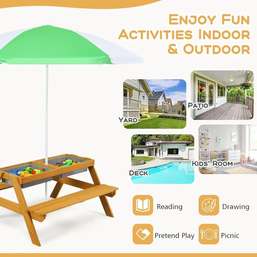 Tavolo da Picnic 3-in-1 Regola - Kids Outdoor Umbrella For Table recensione e prezzo