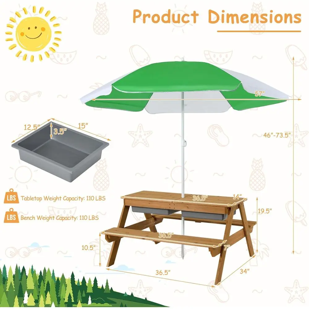 Tavolo da Picnic 4-in-1 in Leg - Kids Outdoor Umbrella For Table recensione e prezzo