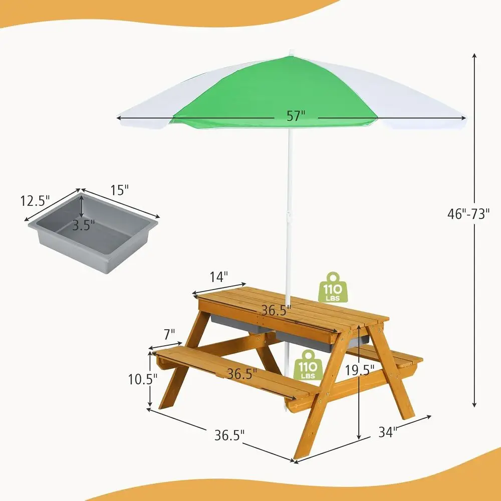 Tavolo da Picnic 3-in-1 Regola - Kids Outdoor Umbrella For Table recensione e prezzo