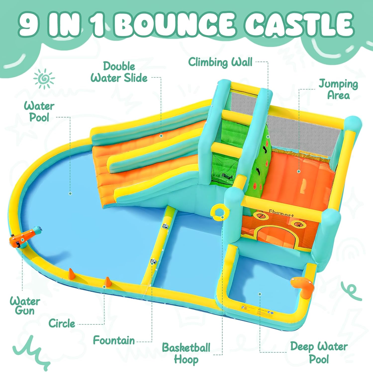 Parco Acquatico Gonfiabile a D - Kids Outdoor Water Slide recensione e prezzo
