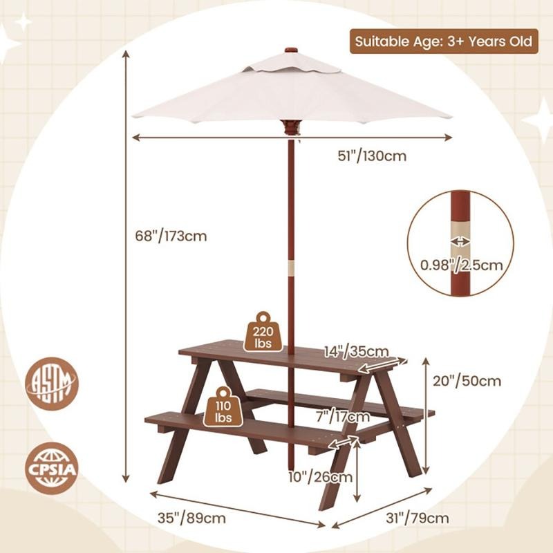 Set da Picnic per Bambini con  - Kids Outdoor Umbrella For Table recensione e prezzo